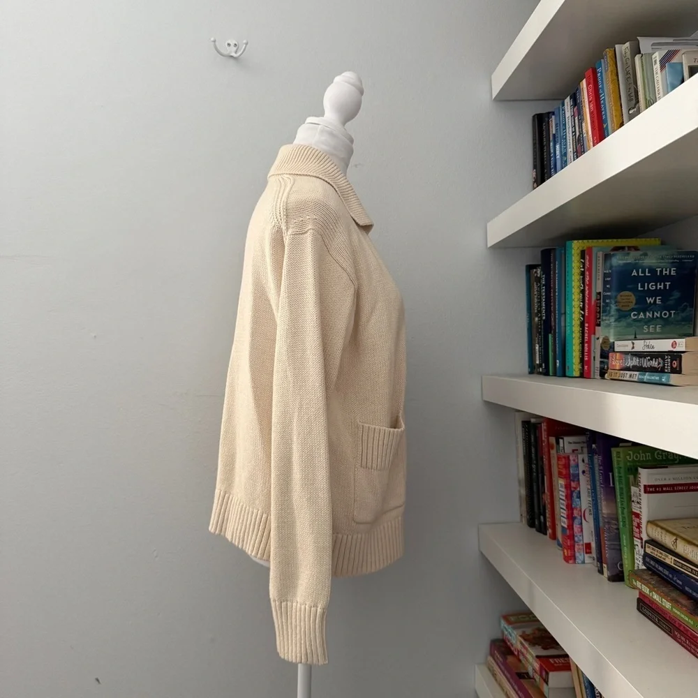 Everlane The Cotton Chore Sweater Jacket White Base - Size XS